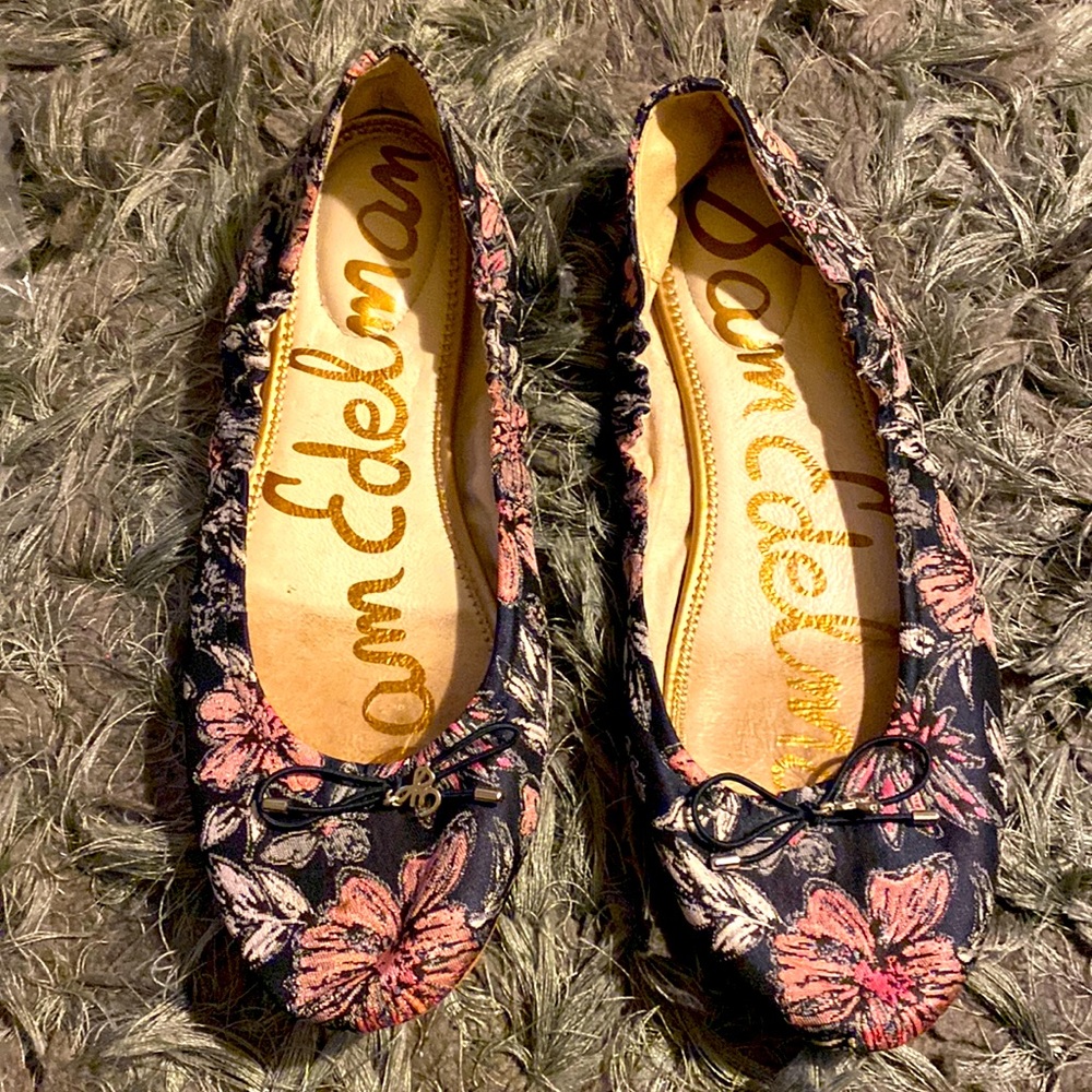 Sam Edelman Navy Pink Floral Jacquard Brocade 12